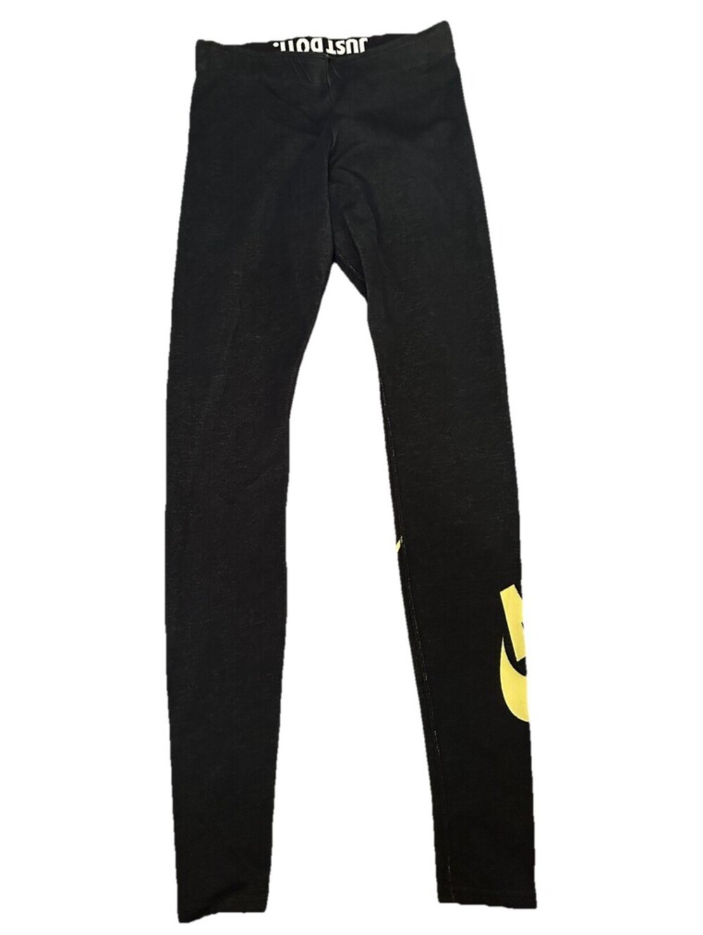 Nike Just Do It Graphic Leggings Black Neon Yellow XS Athletic Yoga Pants
